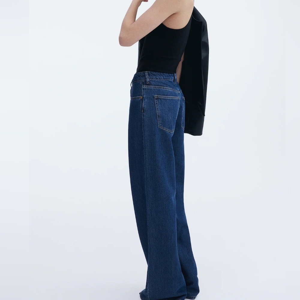 H&M High Rise Baggy Jeans Size 12 Baggy Relaxed Fit Blue Jeans